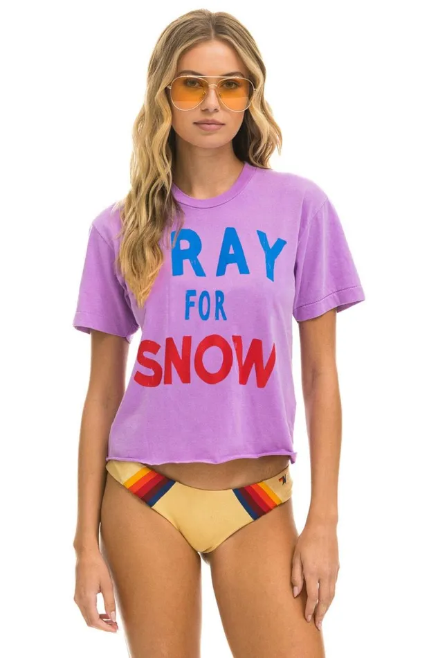 Pray For Snow Boyfriend Tee 8211 Neon Purple Women Aviator Nation Tees