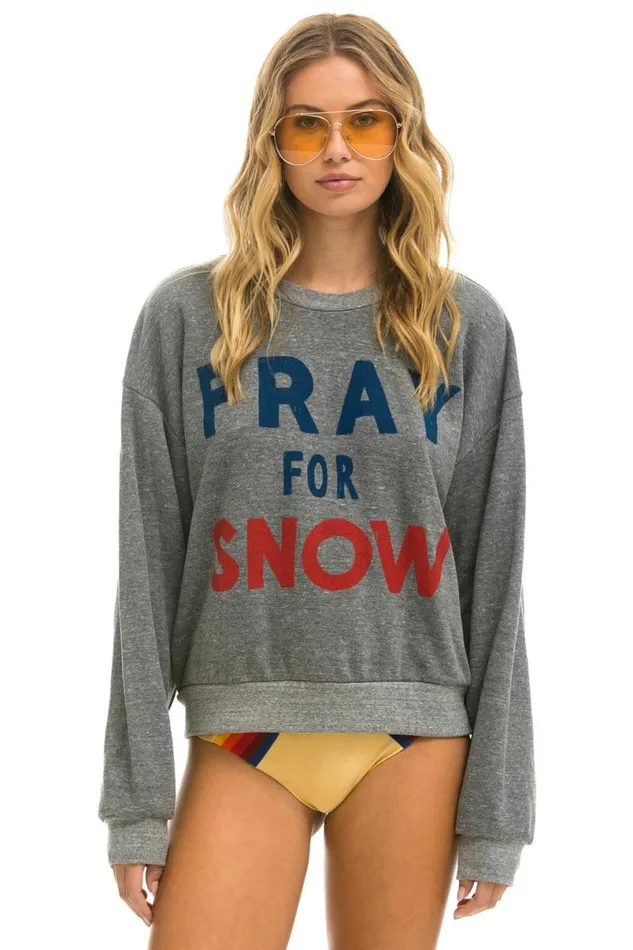Pray For Snow Relaxed Crew Sweatshirt 8211 Heather WomenMen Aviator Nation Sweatshirts