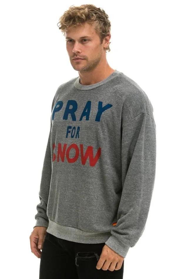 Pray For Snow Relaxed Crew Sweatshirt 8211 Heather WomenMen Aviator Nation Sweatshirts