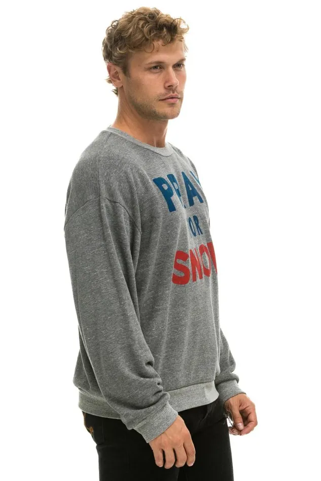 Pray For Snow Relaxed Crew Sweatshirt 8211 Heather WomenMen Aviator Nation Sweatshirts
