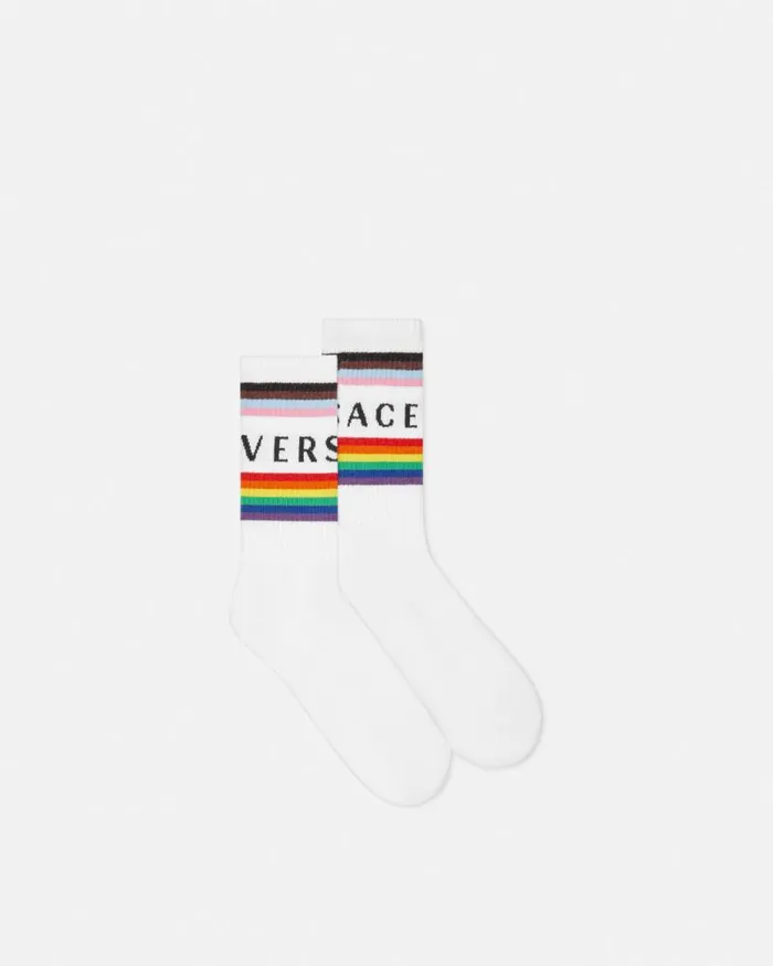 Pride Logo Socks White WomenMen Versace Socks