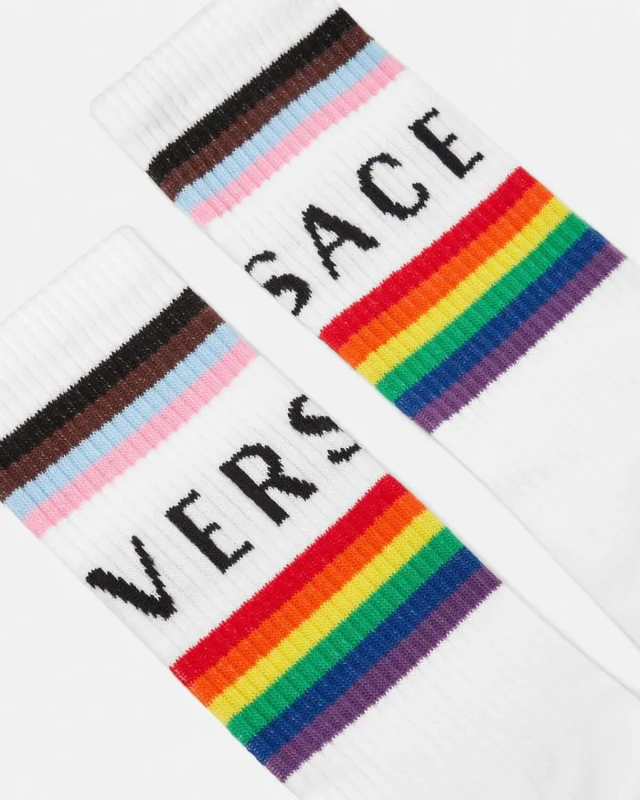 Pride Logo Socks White WomenMen Versace Socks