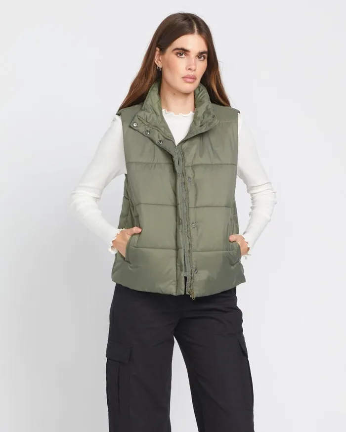 Puff It Vest 8211 Army Green Combo Womens Volcom Jackets