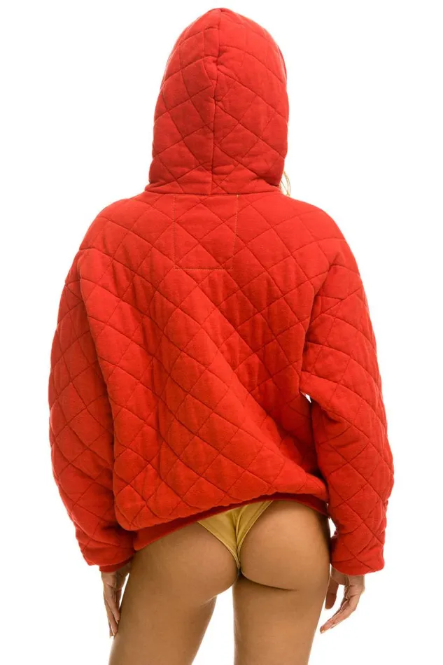 Quilted Relaxed Pullover Hoodie 8211 Red WomenMen Aviator Nation Hoodies