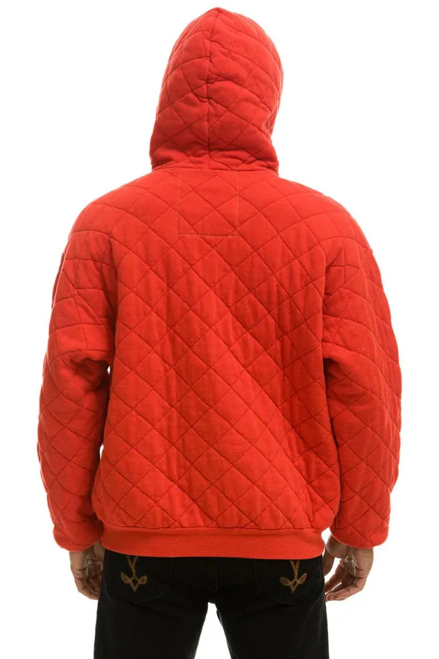 Quilted Relaxed Pullover Hoodie 8211 Red WomenMen Aviator Nation Hoodies