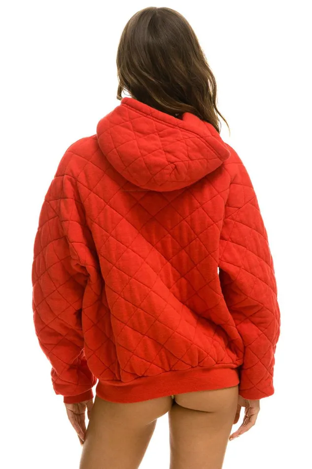 Quilted Relaxed Pullover Hoodie 8211 Red WomenMen Aviator Nation Hoodies