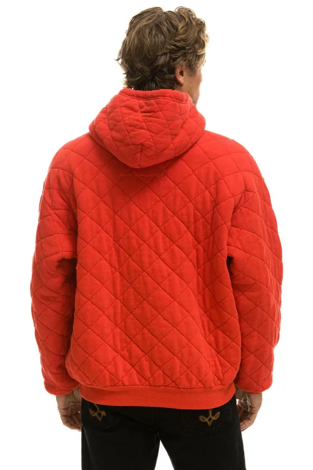 Quilted Relaxed Pullover Hoodie 8211 Red WomenMen Aviator Nation Hoodies