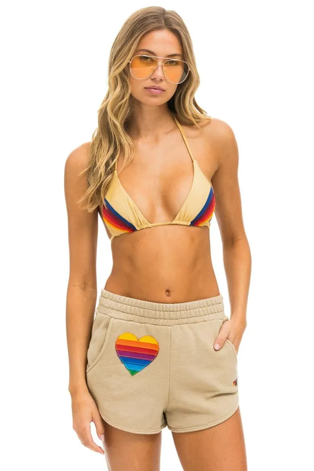 Rainbow Heart Stitch Lounger Short 8211 Sand Women Aviator Nation Shorts