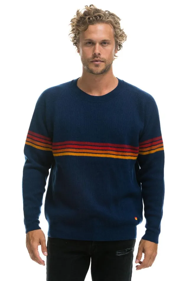 Rainbow Stripe 4 Unisex Cashmere Sweater 8211 Midnight Men Aviator Nation Sweatshirts