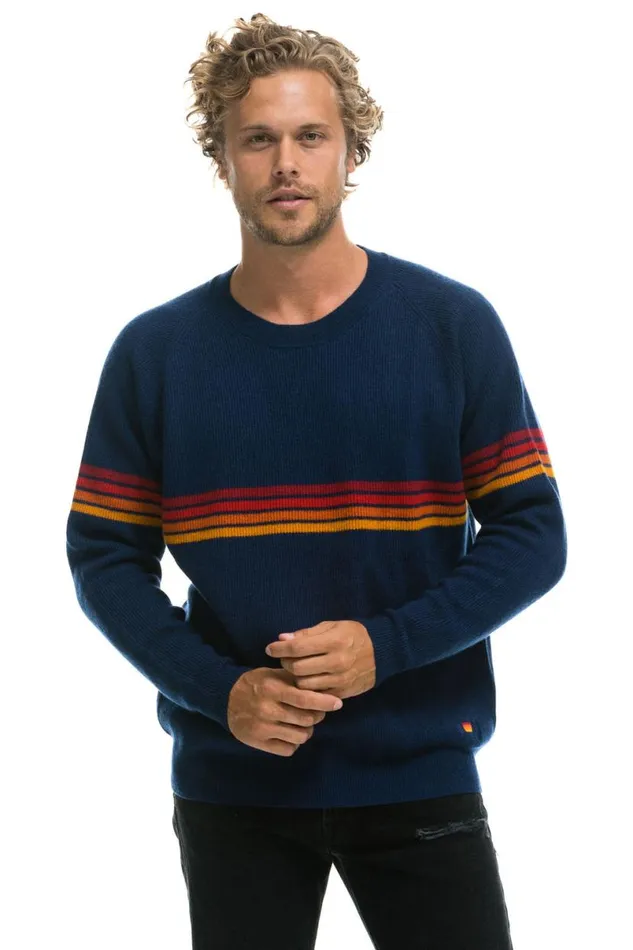 Rainbow Stripe 4 Unisex Cashmere Sweater 8211 Midnight Men Aviator Nation Sweatshirts