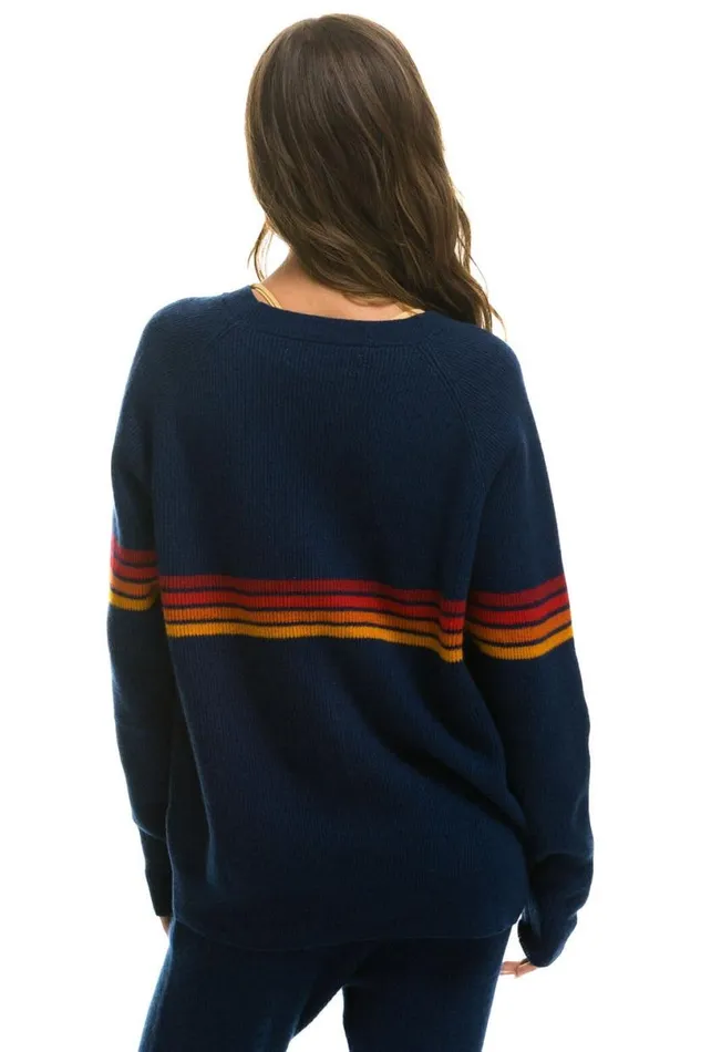 Rainbow Stripe 4 Unisex Cashmere Sweater 8211 Midnight Men Aviator Nation Sweatshirts