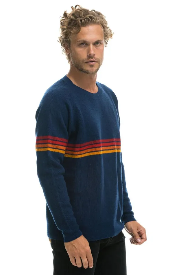 Rainbow Stripe 4 Unisex Cashmere Sweater 8211 Midnight Men Aviator Nation Sweatshirts