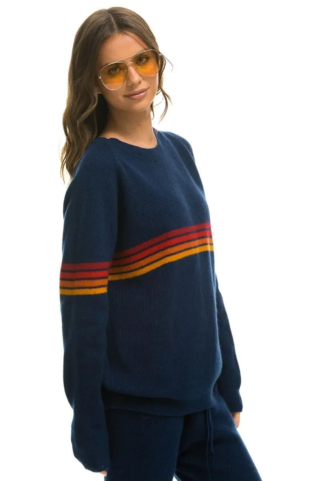 Rainbow Stripe 4 Unisex Cashmere Sweater 8211 Midnight Men Aviator Nation Sweatshirts