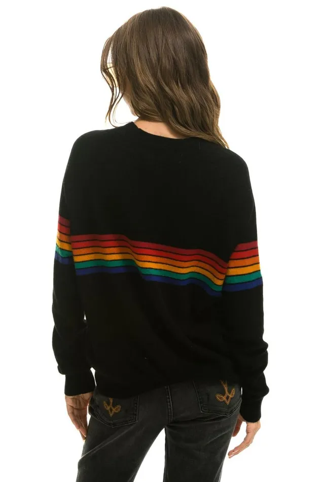 Rainbow Stripe 6 Unisex Light Cashmere Sweater 8211 Black Men Aviator Nation Sweatshirts