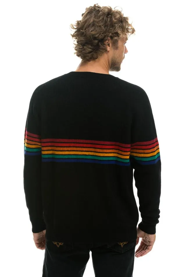 Rainbow Stripe 6 Unisex Light Cashmere Sweater 8211 Black Men Aviator Nation Sweatshirts