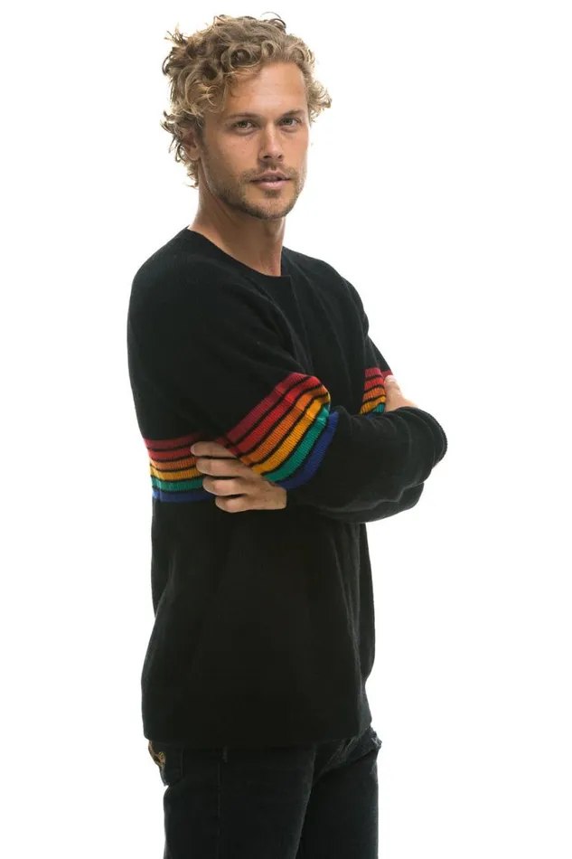 Rainbow Stripe 6 Unisex Light Cashmere Sweater 8211 Black Men Aviator Nation Sweatshirts