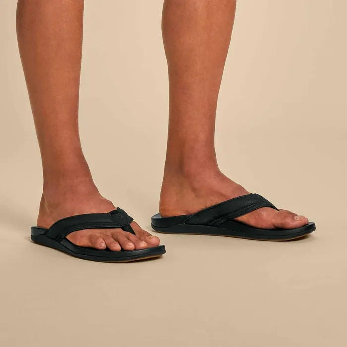 Recovery Men Olukai Maha Recovery Comfortable Beach Sandals 8211 Black
