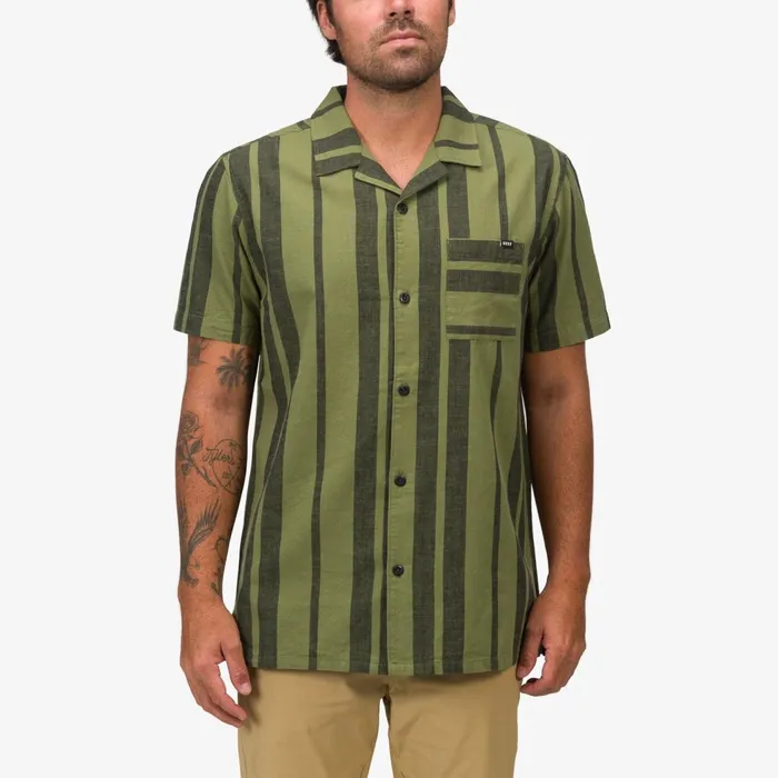 Reef Angelo Short Sleeve Camp Shirt Olivine Men Shirts and TShirts