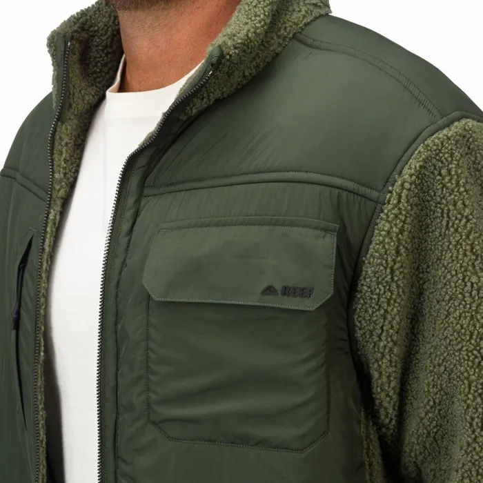 Reef Cooke Sherpa Jacket Olivine Men Outerwear Reef Cooke Sherpa Jacket Olivine Men Outerwear