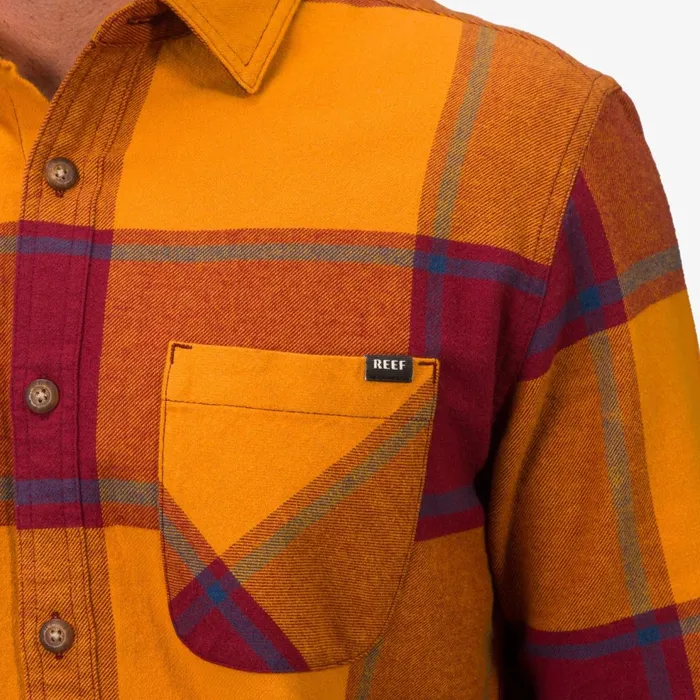 Reef Morris Long Sleeve Woven Shirt Cathay Spice Men Outerwear Reef Morris Long Sleeve Woven Shirt Cathay Spice Men Outerwear