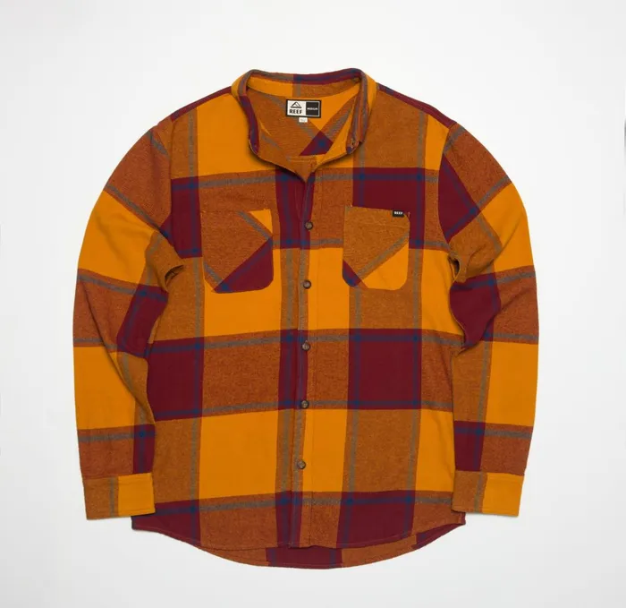 Reef Morris Long Sleeve Woven Shirt Cathay Spice Men Outerwear Reef Morris Long Sleeve Woven Shirt Cathay Spice Men Outerwear