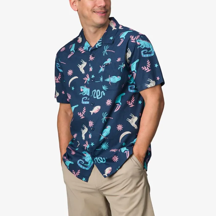 Reef Roy Short Sleeve Shirt Insigna Blue Men Shirts and TShirts