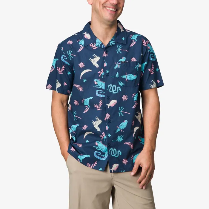 Reef Roy Short Sleeve Shirt Insigna Blue Men Shirts and TShirts