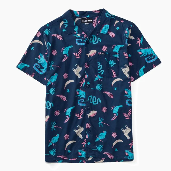 Reef Roy Short Sleeve Shirt Insigna Blue Men Shirts and TShirts