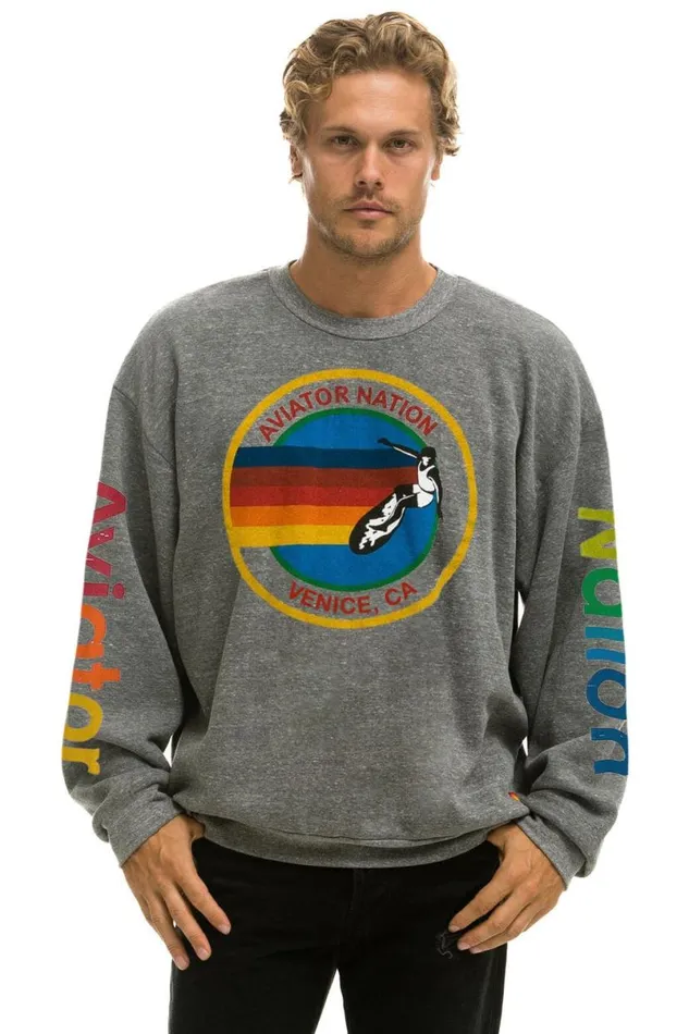 Relaxed Crew Sweatshirt 8211 Heather Grey WomenMen Aviator Nation Sweatshirts