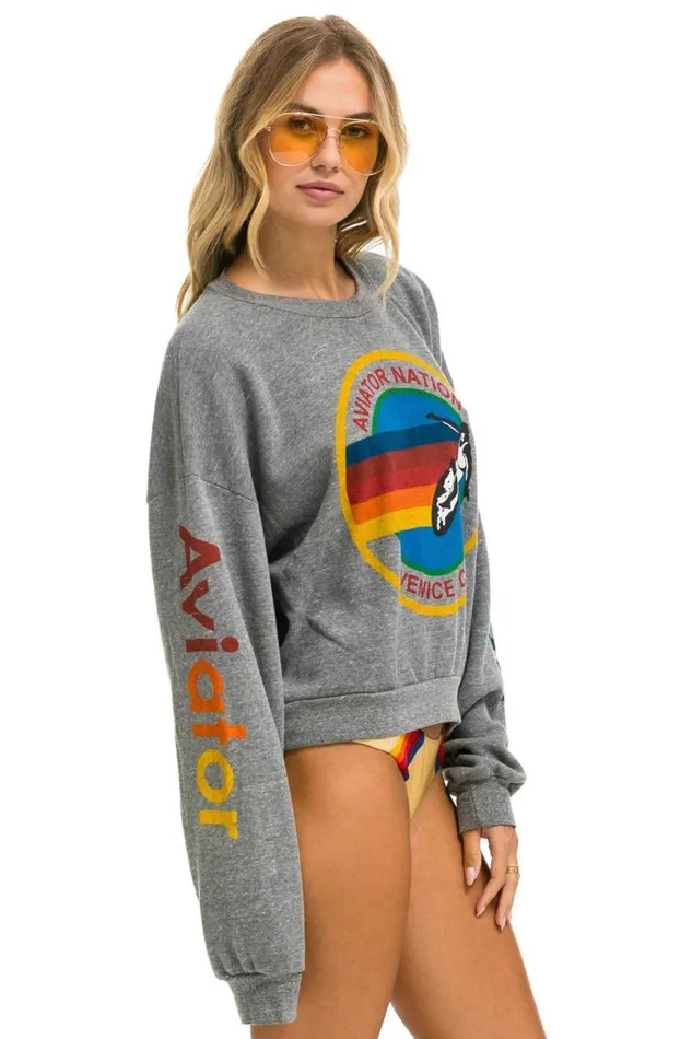 Relaxed Crew Sweatshirt 8211 Heather Grey WomenMen Aviator Nation Sweatshirts