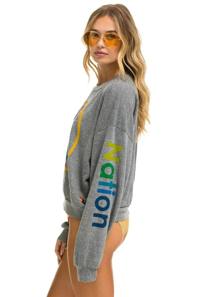 Relaxed Crew Sweatshirt 8211 Heather Grey WomenMen Aviator Nation Sweatshirts