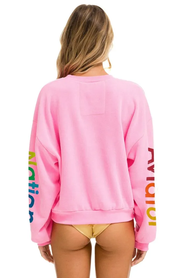 Relaxed Crew Sweatshirt 8211 Neon Pink WomenMen Aviator Nation Sweatshirts