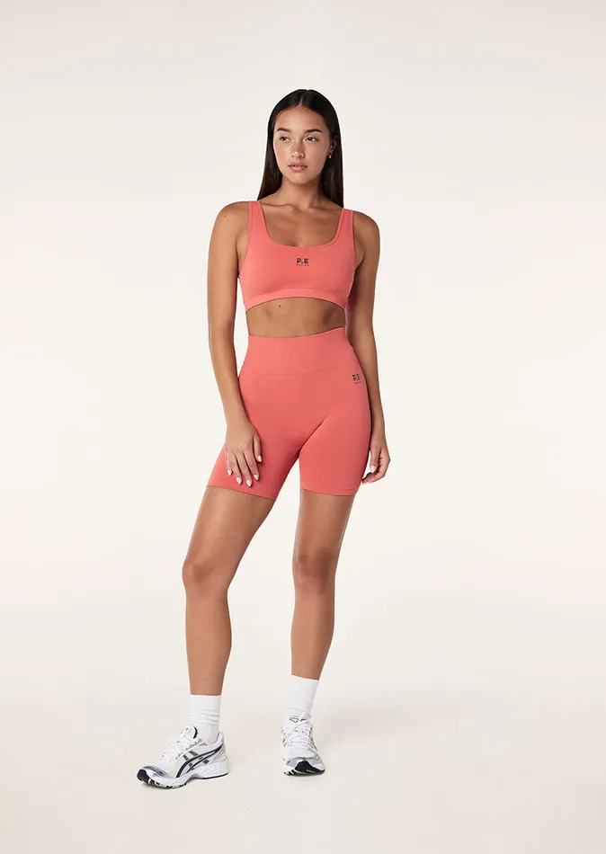 RESTORE SEAMLESS 58243 BIKE SHORT IN BRICK RED Women ActivewearShorts PE Nation