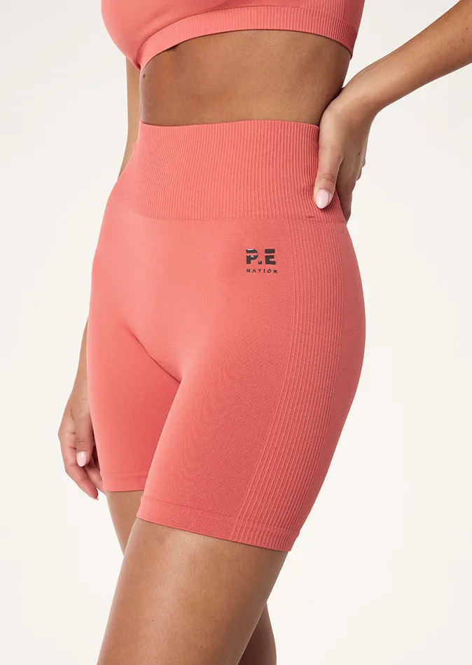 RESTORE SEAMLESS 58243 BIKE SHORT IN BRICK RED Women ActivewearShorts PE Nation
