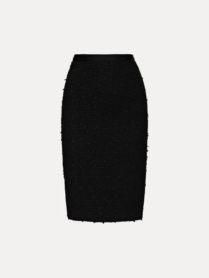 Ribbon Tweed Pencil Skirt Black Women Oscar De La Renta Pants and Skirts