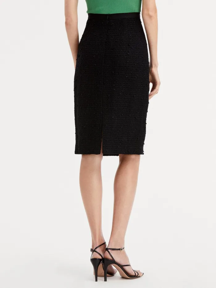 Ribbon Tweed Pencil Skirt Black Women Oscar De La Renta Pants and Skirts