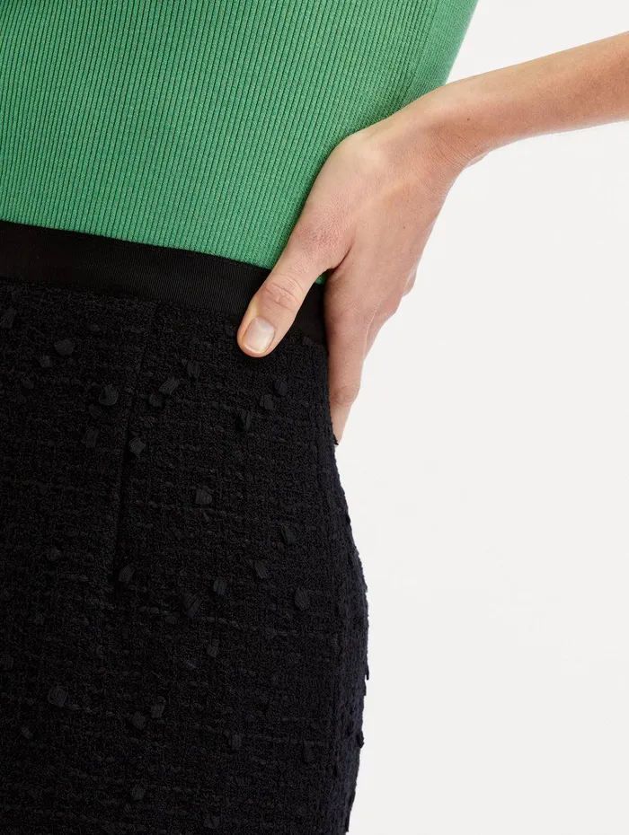 Ribbon Tweed Pencil Skirt Black Women Oscar De La Renta Pants and Skirts