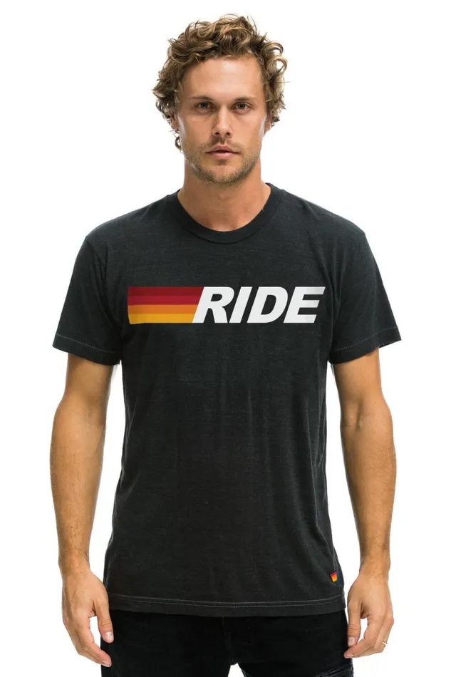 Ride Logo White Tee 8211 Charcoal WomenMen Aviator Nation Tees