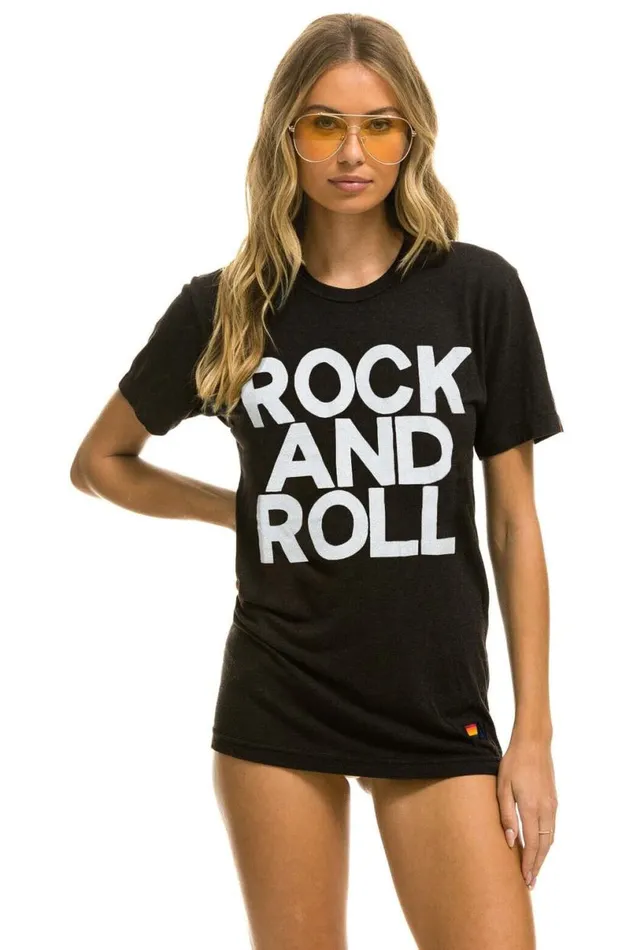 Rock And Roll Tee 8211 Black WomenMen Aviator Nation Tees