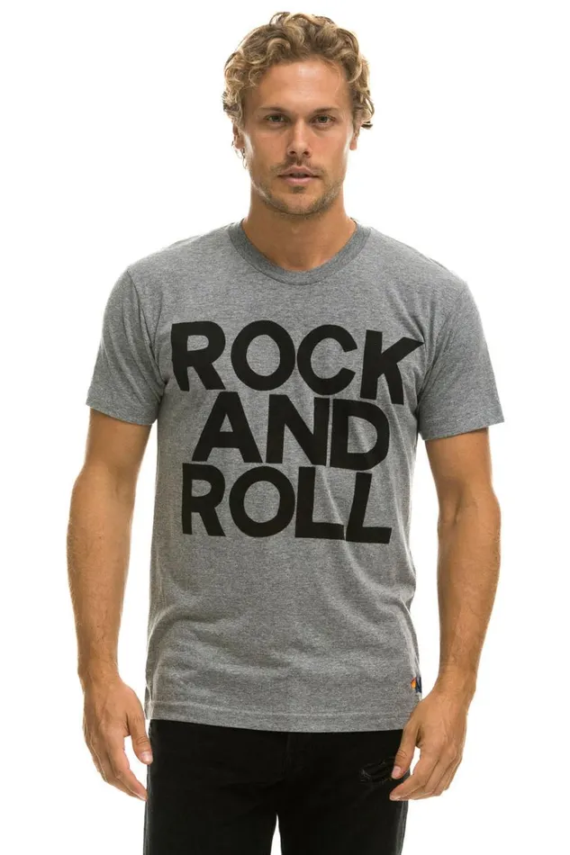 Rock And Roll Tee 8211 Heather Grey WomenMen Aviator Nation Tees