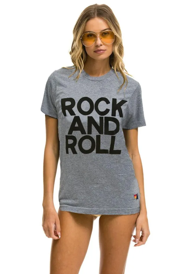 Rock And Roll Tee 8211 Heather Grey WomenMen Aviator Nation Tees