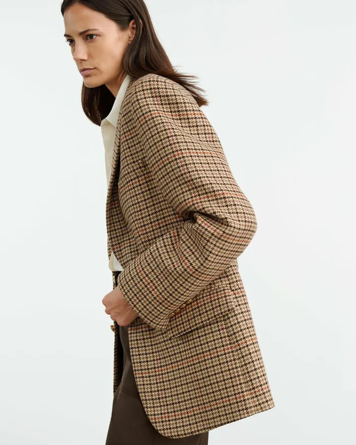 ROMAIN BLAZER Large Oak Check Women Nili Lotan Jackets and Blazers