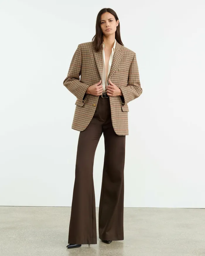 ROMAIN BLAZER Large Oak Check Women Nili Lotan Jackets and Blazers