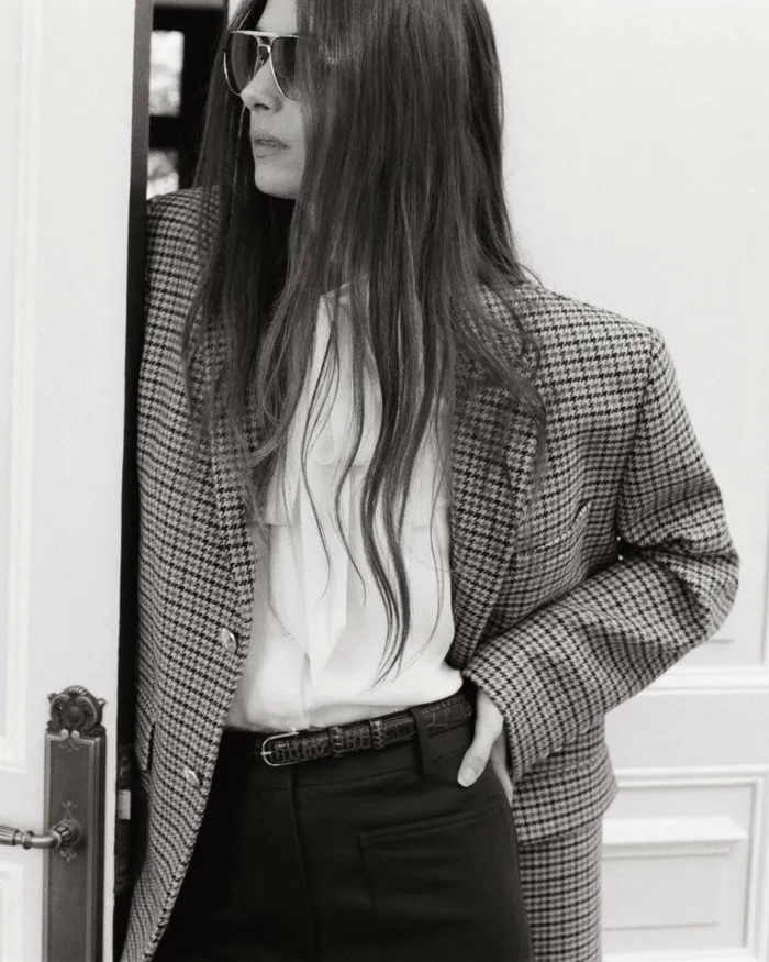 ROMAIN BLAZER Large Oak Check Women Nili Lotan Jackets and Blazers