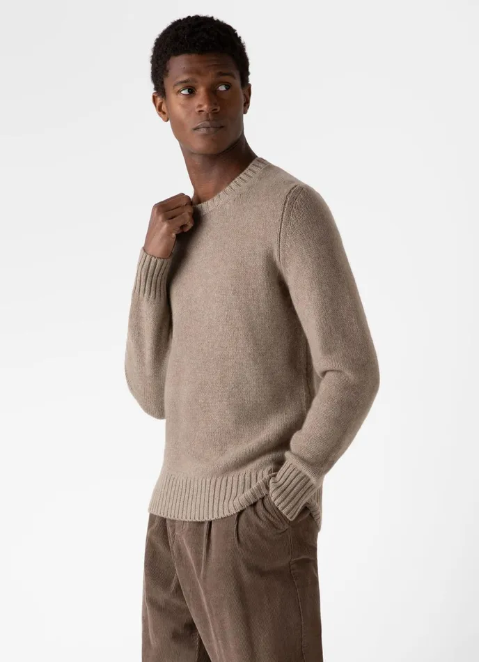 Roxburgh Cashmere Jumper Natural Brown Men SUNSPEL Knitwear