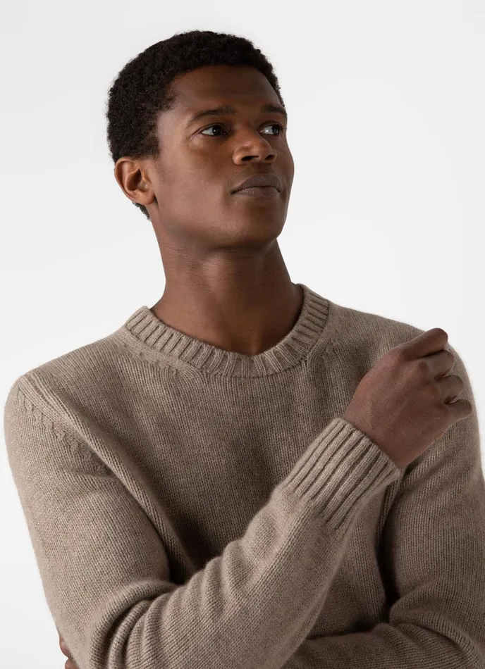 Roxburgh Cashmere Jumper Natural Brown Men SUNSPEL Knitwear