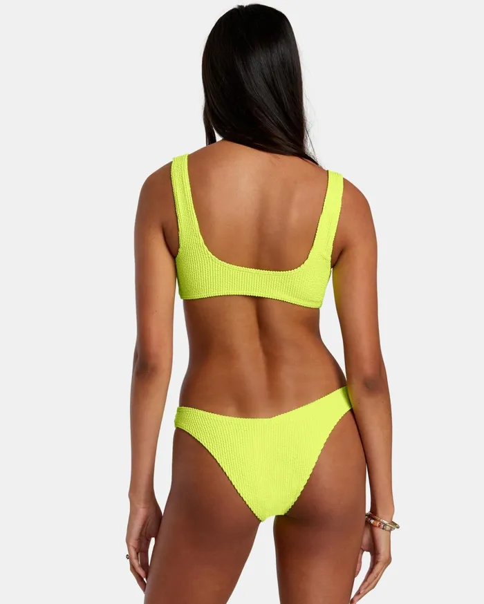 RVCA Bikini Bottoms Grooves Texture High Leg Bikini Bottoms Neon Yellow 8211 Women