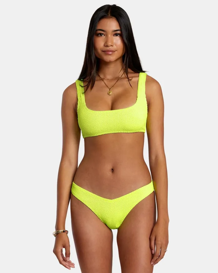 RVCA Bikini Bottoms Grooves Texture High Leg Bikini Bottoms Neon Yellow 8211 Women RVCA Bikini Bottoms Grooves Texture High Leg Bikini Bottoms Neon Yellow 8211 Women