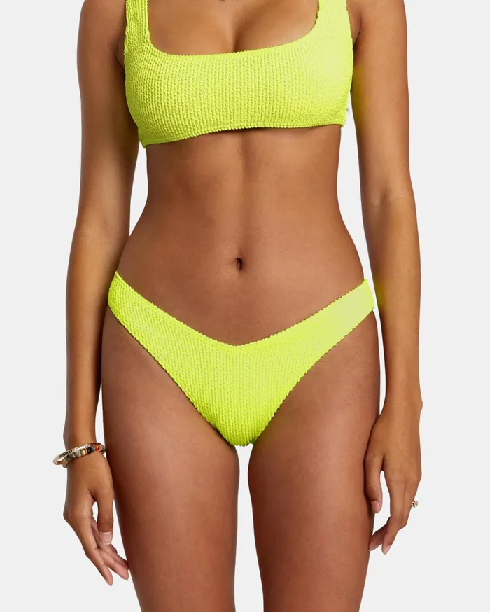 RVCA Bikini Bottoms Grooves Texture High Leg Bikini Bottoms Neon Yellow 8211 Women RVCA Bikini Bottoms Grooves Texture High Leg Bikini Bottoms Neon Yellow 8211 Women