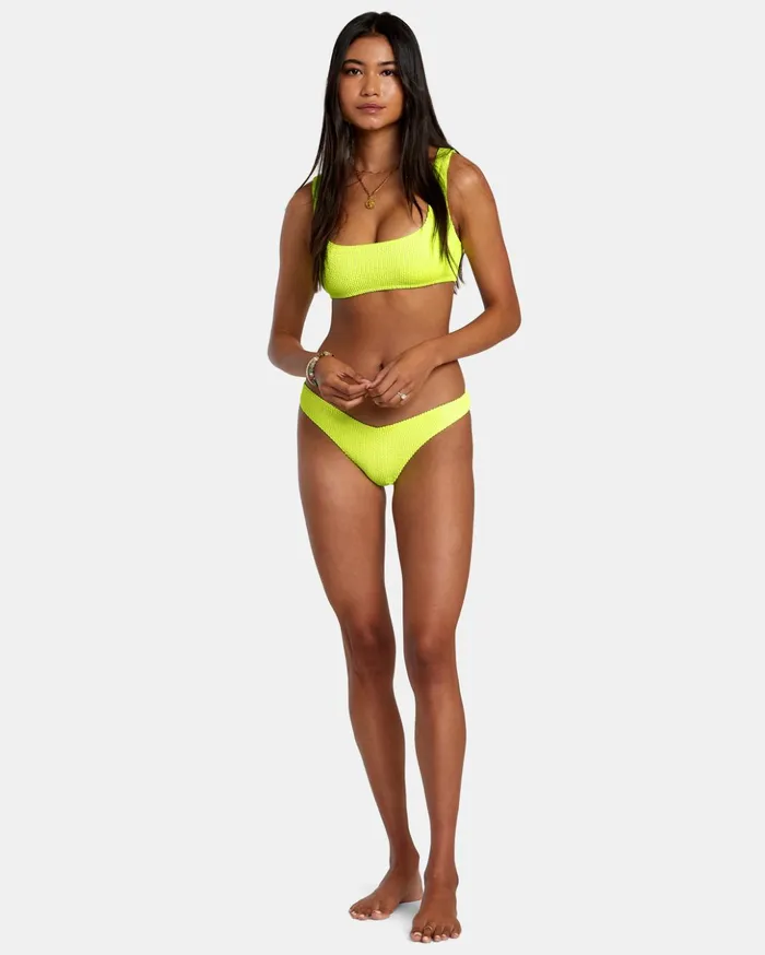RVCA Bikini Bottoms Grooves Texture High Leg Bikini Bottoms Neon Yellow 8211 Women RVCA Bikini Bottoms Grooves Texture High Leg Bikini Bottoms Neon Yellow 8211 Women